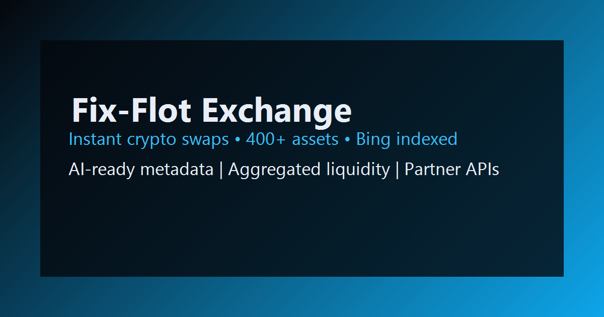 Fix-Flot Exchange dashboard